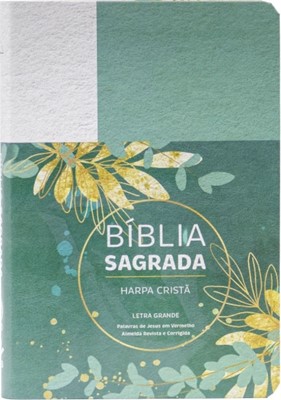 Bíblia Sagrada com letra grande, harpa cristã e palavras de Jesus em vermelho
