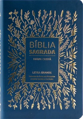 Bíblia Sagrada com harpa cristã, letra grande e palavras de Jesus em vermelho