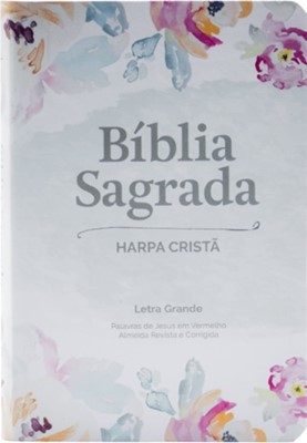 Bíblia Sagrada com harpa cristã, letra grande e palavras de Jesus em vermelho