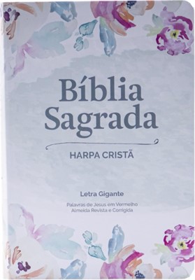 Bíblia Sagrada com harpa cristã, letra gigante e palavras de Jesus em vermelho