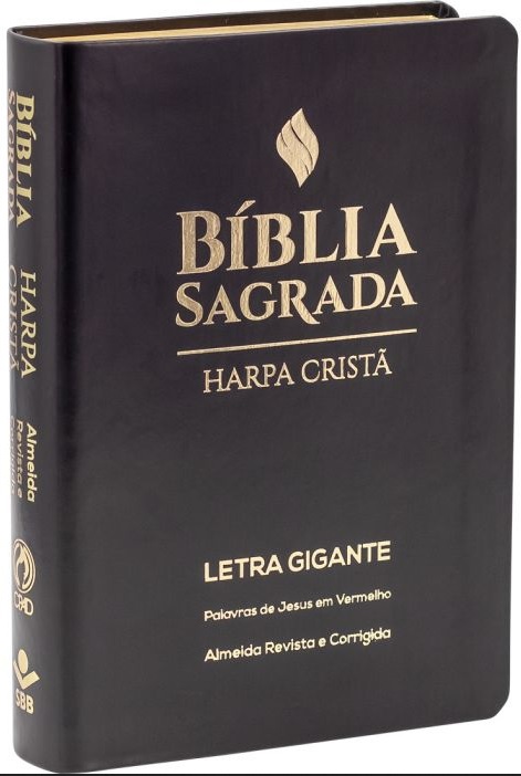 Bíblia Sagrada com letra gigante, edição com letras vermelhas e harpa cristã