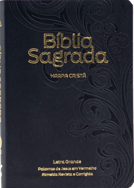 Bíblia Sagrada com harpa cristã, letra grande e palavras de Jesus em vermelho