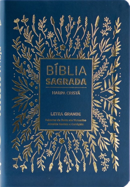 Bíblia Sagrada com harpa cristã, letra grande e palavras de Jesus em vermelho