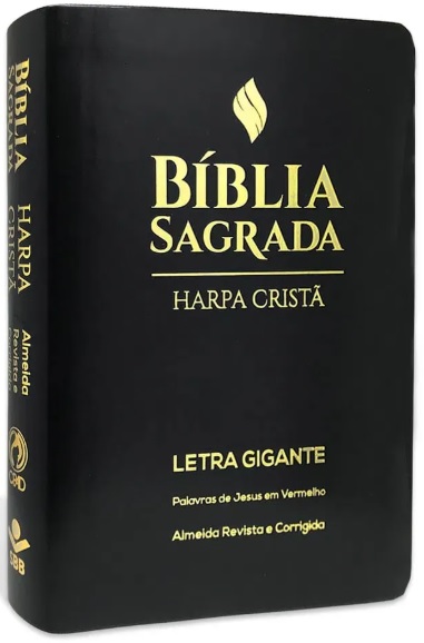 Bíblia Sagrada com harpa cristã, letra gigante e palavras de Jesus em vermelho