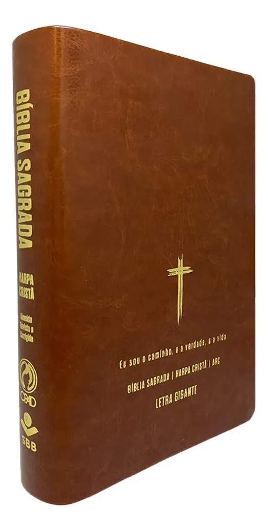 Bíblia Sagrada com harpa cristã e letra gigante