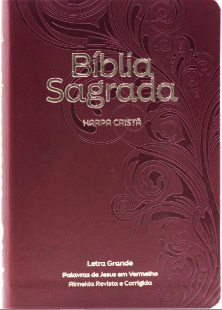 Bíblia Sagrada com harpa cristã, letra grande e palavras de Jesus em vermelho